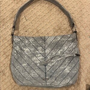 Aimee Kestenberg zip Elegant Gray denim Shoulder Bag